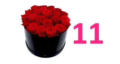 Şapka kutusunda 21 gülden oluşan buket